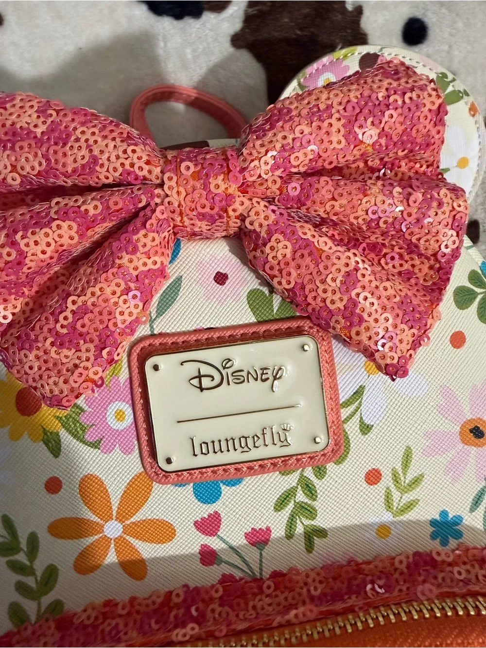 Disney x Loungefly Kids Floral Sequin Bow Mini Backpack - Pink